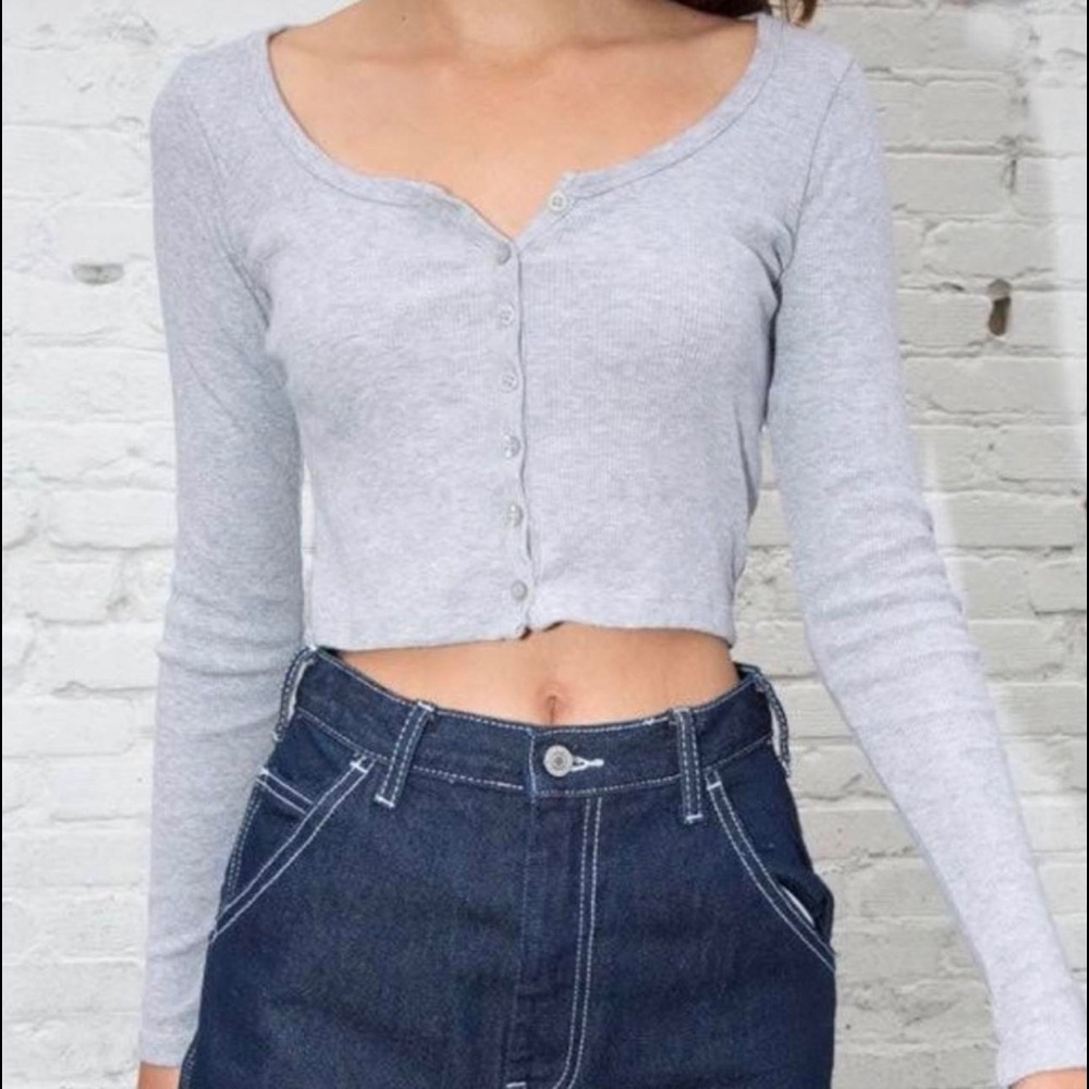 Brandy Melville gray Zelly button up knit cardigan